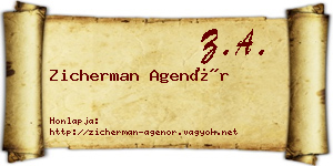 Zicherman Agenór névjegykártya